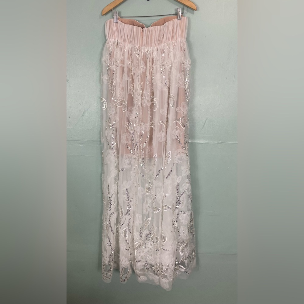 Helsi Beatrice Strapless Maxi Dress White Embellished Sequin Beaded Bridal Small - Picture 8 of 9